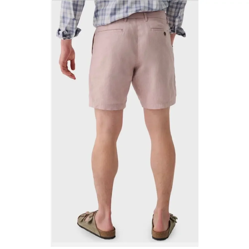 FAHERTY Men’s Tradewinds Shorts 7.5” Inseam Linen Blend-Maui Mauve Size 33 NWT